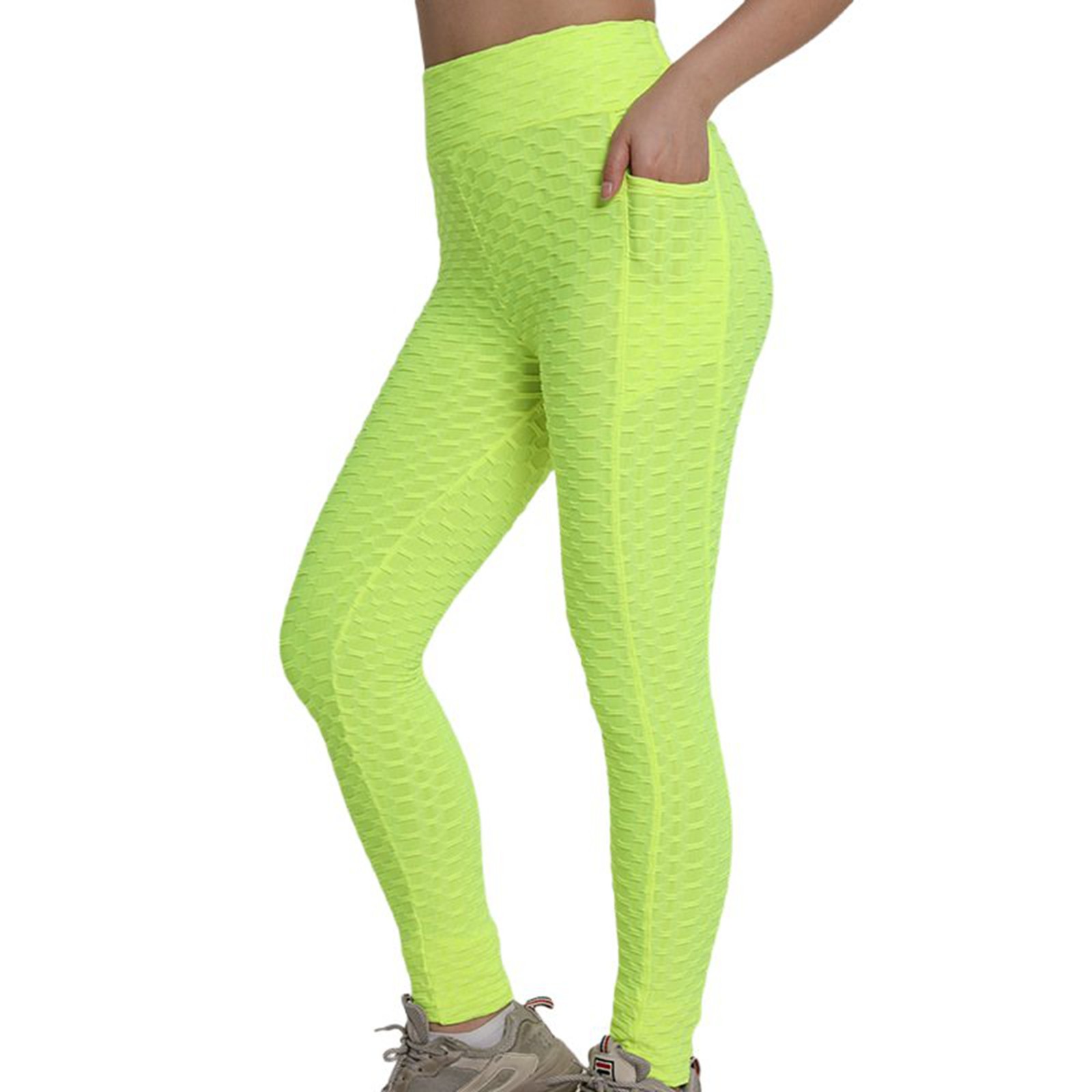 thumbnail image 2 of Pantalones de yoga de cintura alta para mujer: realzan los glúteos, leggings con bolsillos, tejido elástico, ideales para fitness/casual, tallas S-XXL, 2 of 5